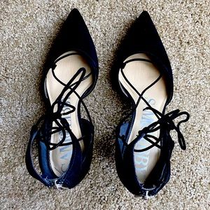 Black Suede Sam & Libby Heels, Size 9.5 Like New